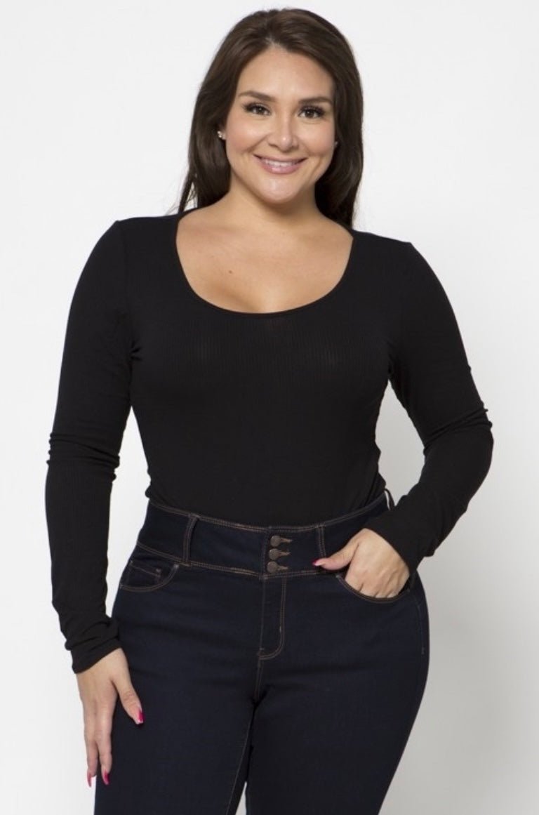 Scoop Neck Bodysuit | Black