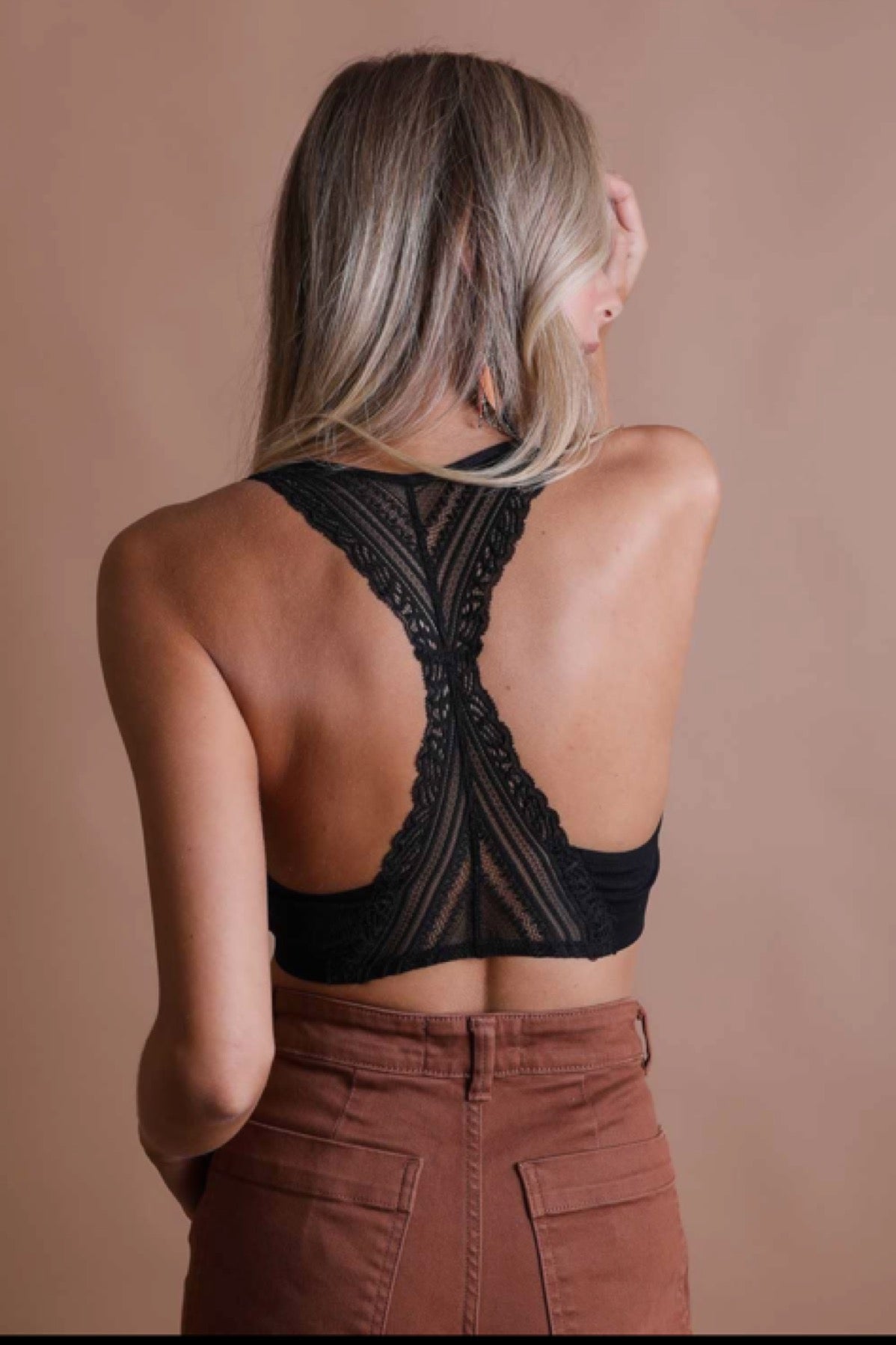 Seamless Front Racerback Lace Bralette